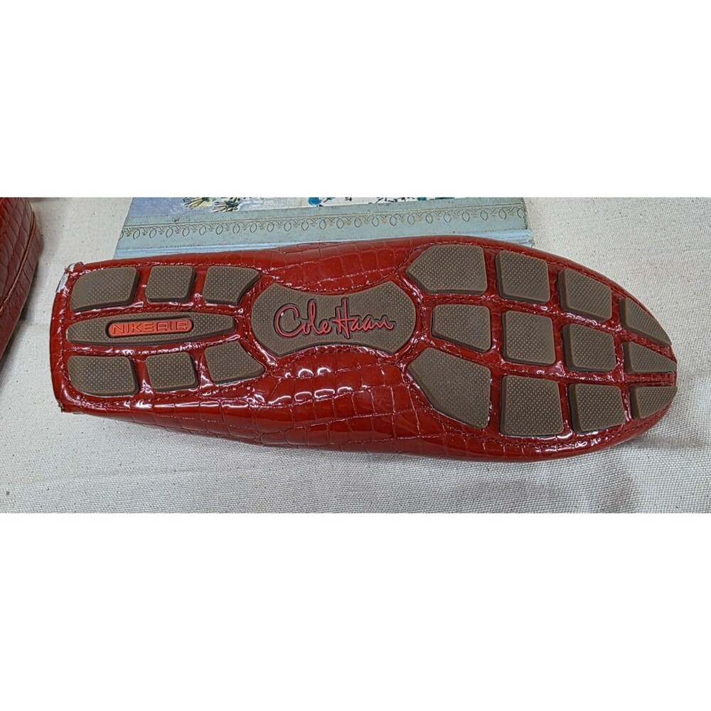 Cole Haan Persimmon Red Croc Embossed Driving Loafers 7.5B - Picture 13 of 16